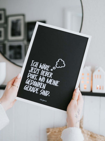 Poster mit Spruch oder Motiv Meine Gedanken in schwarz weiss