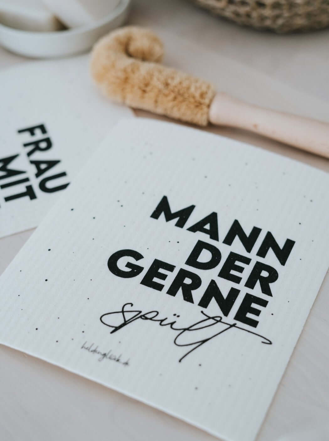 Nachhaltige Schwammtücher mit Spruch – vegan, waschbar und wiederverwendbar