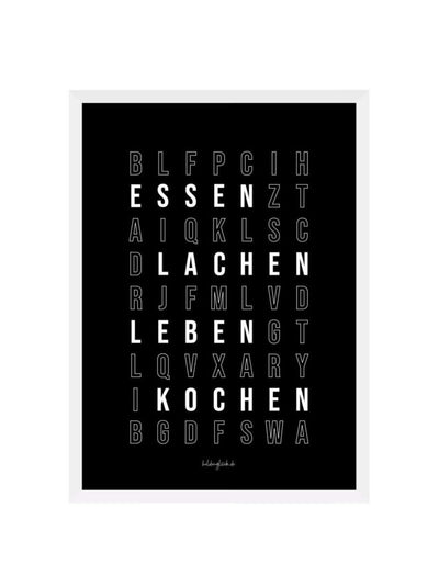 Poster mit Spruch oder Motiv Buchstabensalat in schwarz weiss