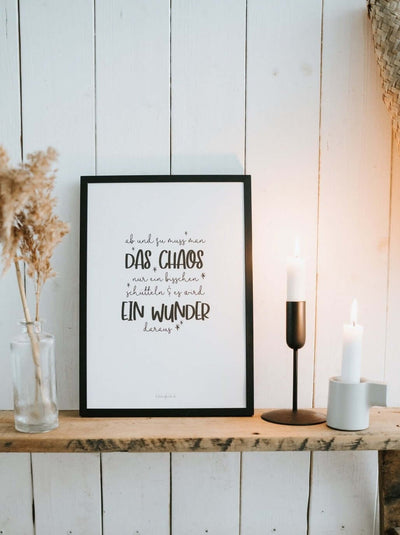 Geschenke mit Spruch – Poster „Chaos schafft Ideen“ für Kreative