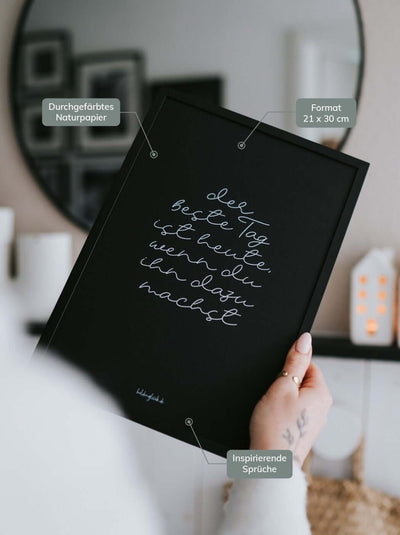Geschenke mit Spruch – Poster „Heute ist ein Geschenk“ für Dankbarkeit & Mut