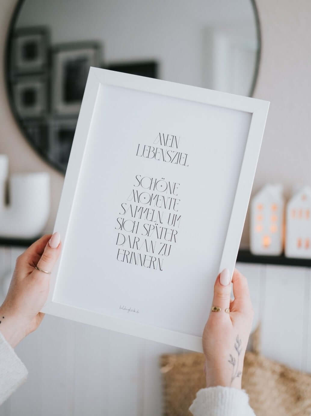 Poster mit Spruch oder Motiv Mein Lebensziel in schwarz weiss