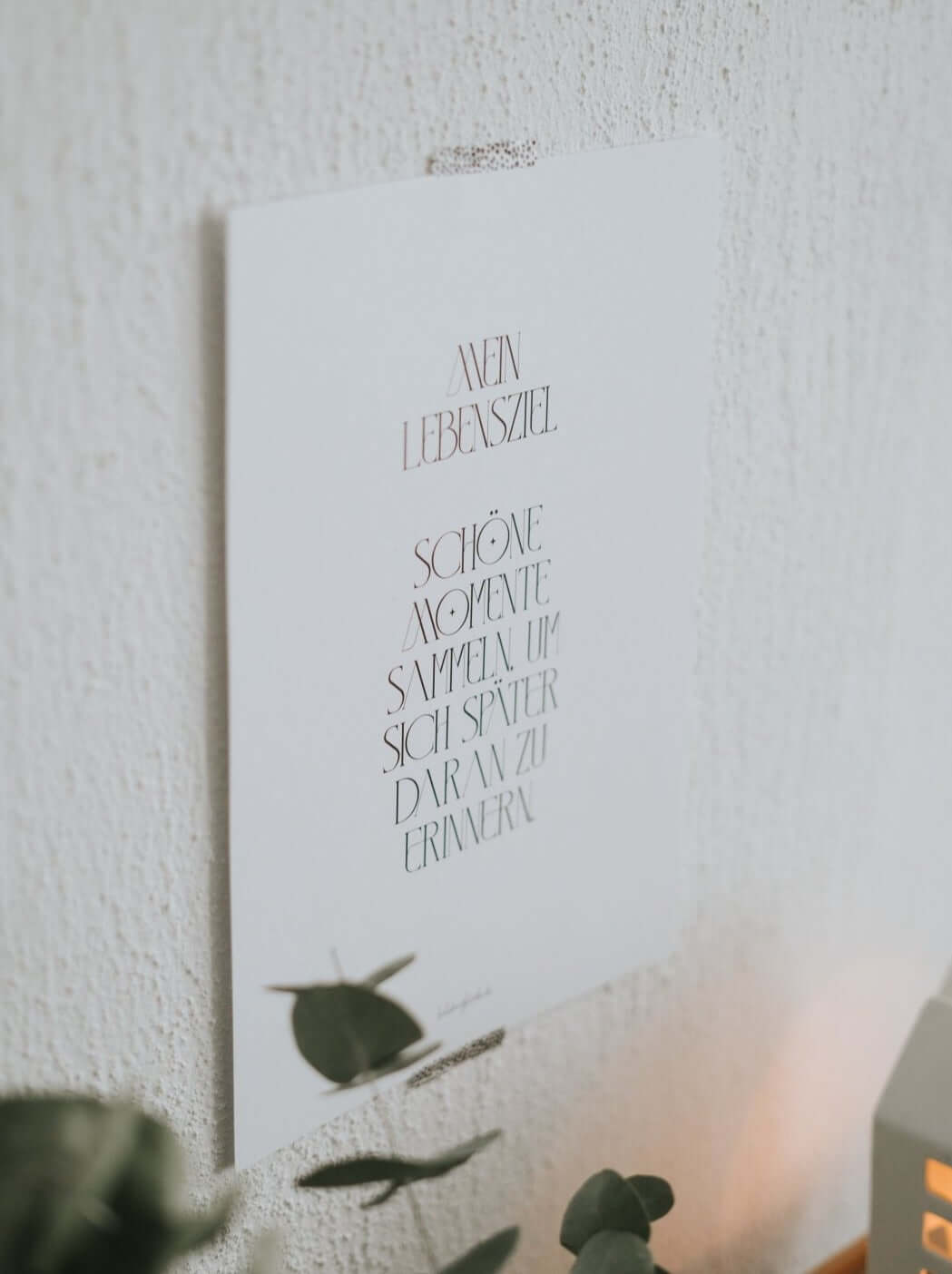 Poster mit Spruch oder Motiv Mein Lebensziel in schwarz weiss